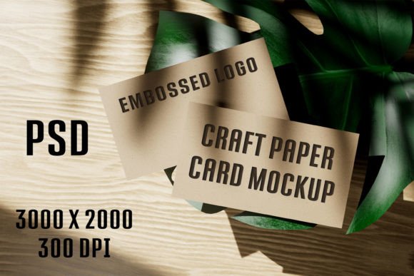 Craft Paper Cards PSD Mockup