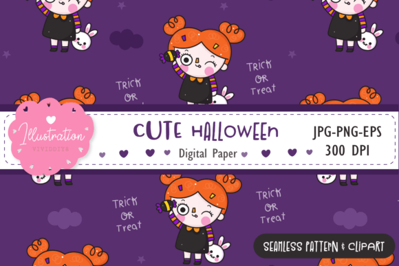 Cute Halloween Seamless Pattern Kawaii