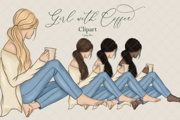 Girl with Coffee Clipart, Fall Winter: A Creative Asset for Seasonal Projects