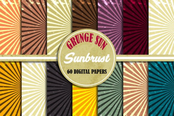 Grunge Sun Sunburst Digital Paper