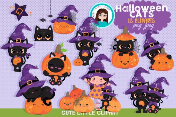 Halloween Cat Cliparts for Creative Projects
