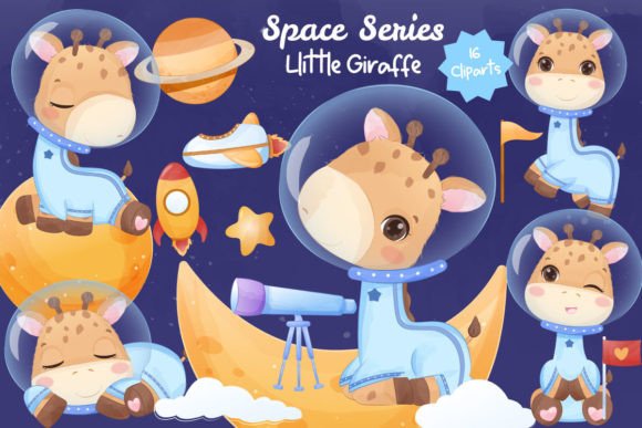 Space Series Little Giraffe Clipart: A Creative Asset for Modern Designers and Entrepreneurs
