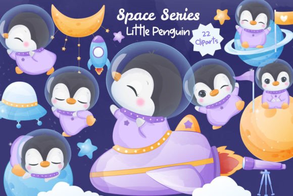Space Series Little Penguin Clipart: Strategic Use for Creative and Professional Projects