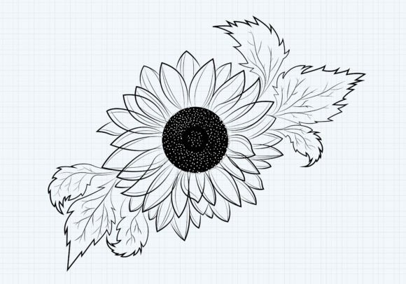 Sunflower with Leaves Coloring Page: A Versatile Design Element for Creative and Professional Projects