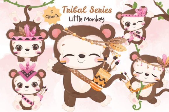 Tribal Series Little Monkey Clipart: Strategic Use for Creative and Professional Projects